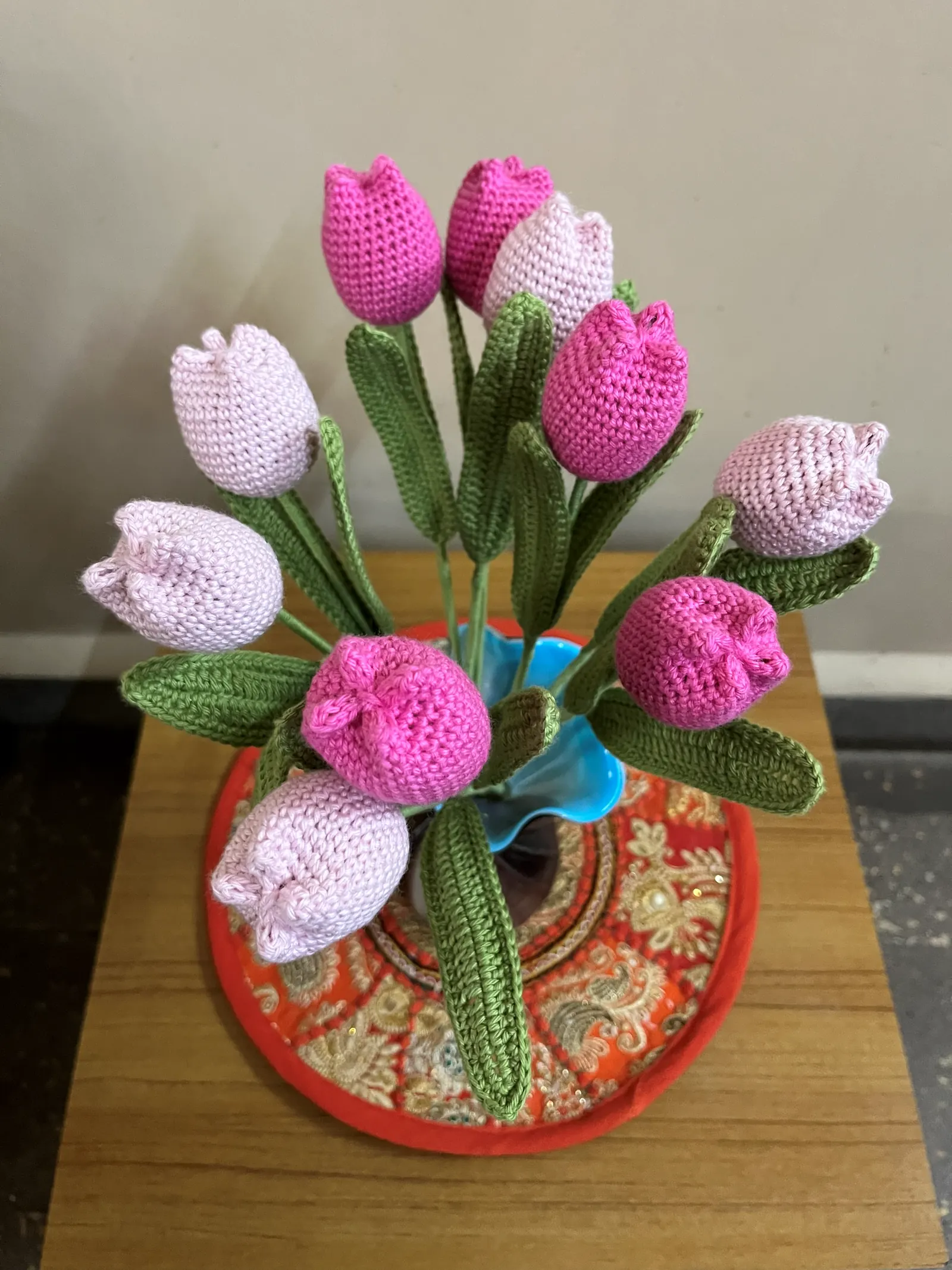 Crochet flower bouquet with layered petals