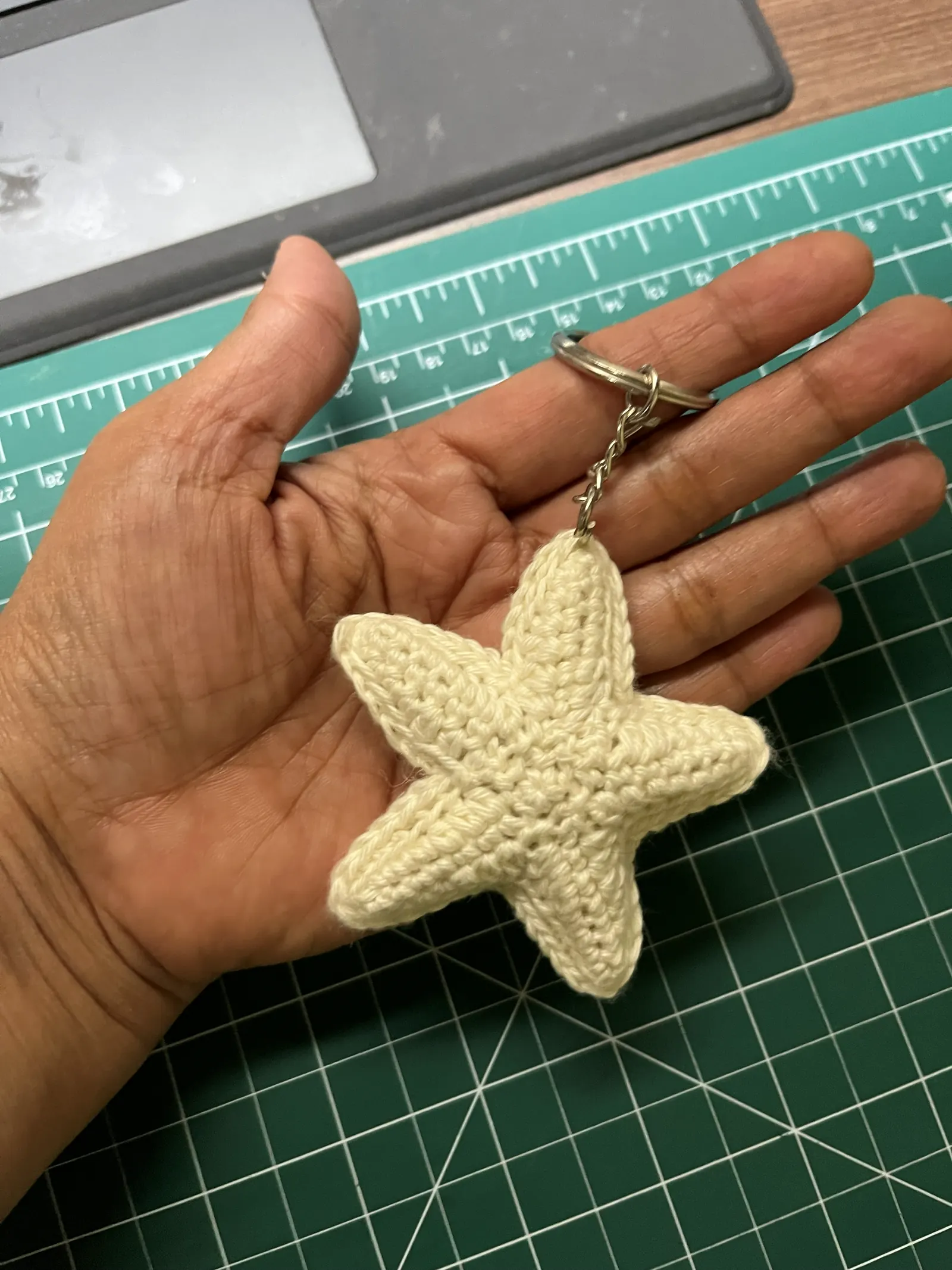 Sunflower crochet keychains with white flower accents