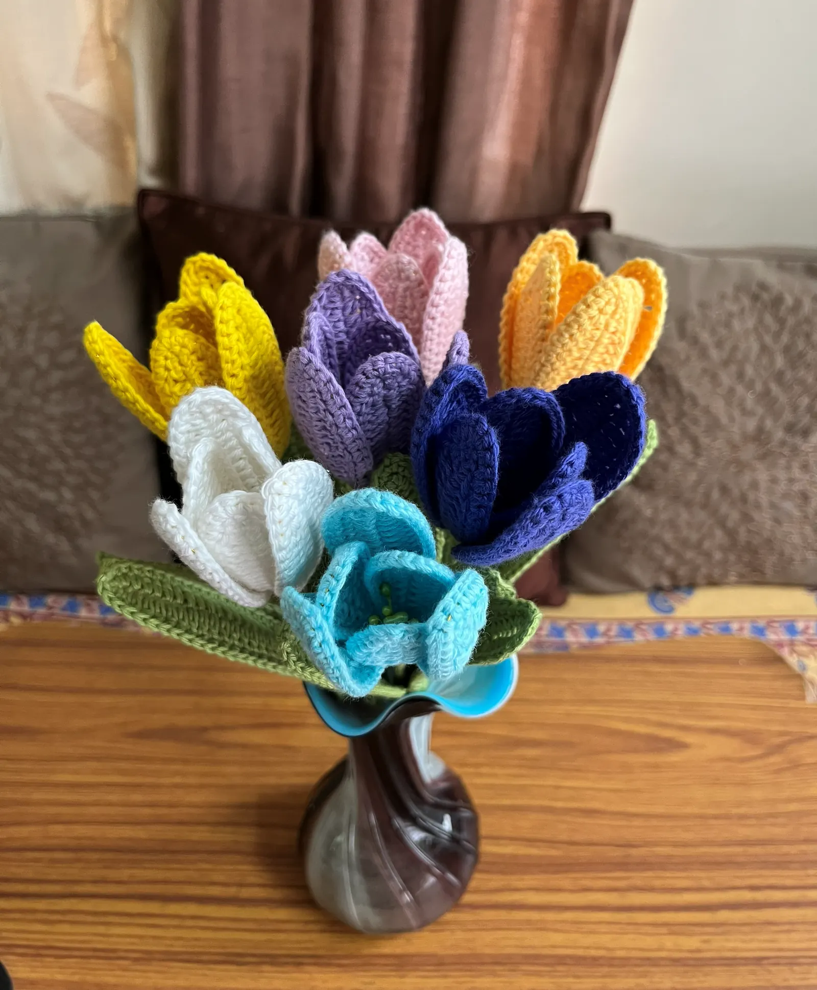 Rustic crochet flower bundle