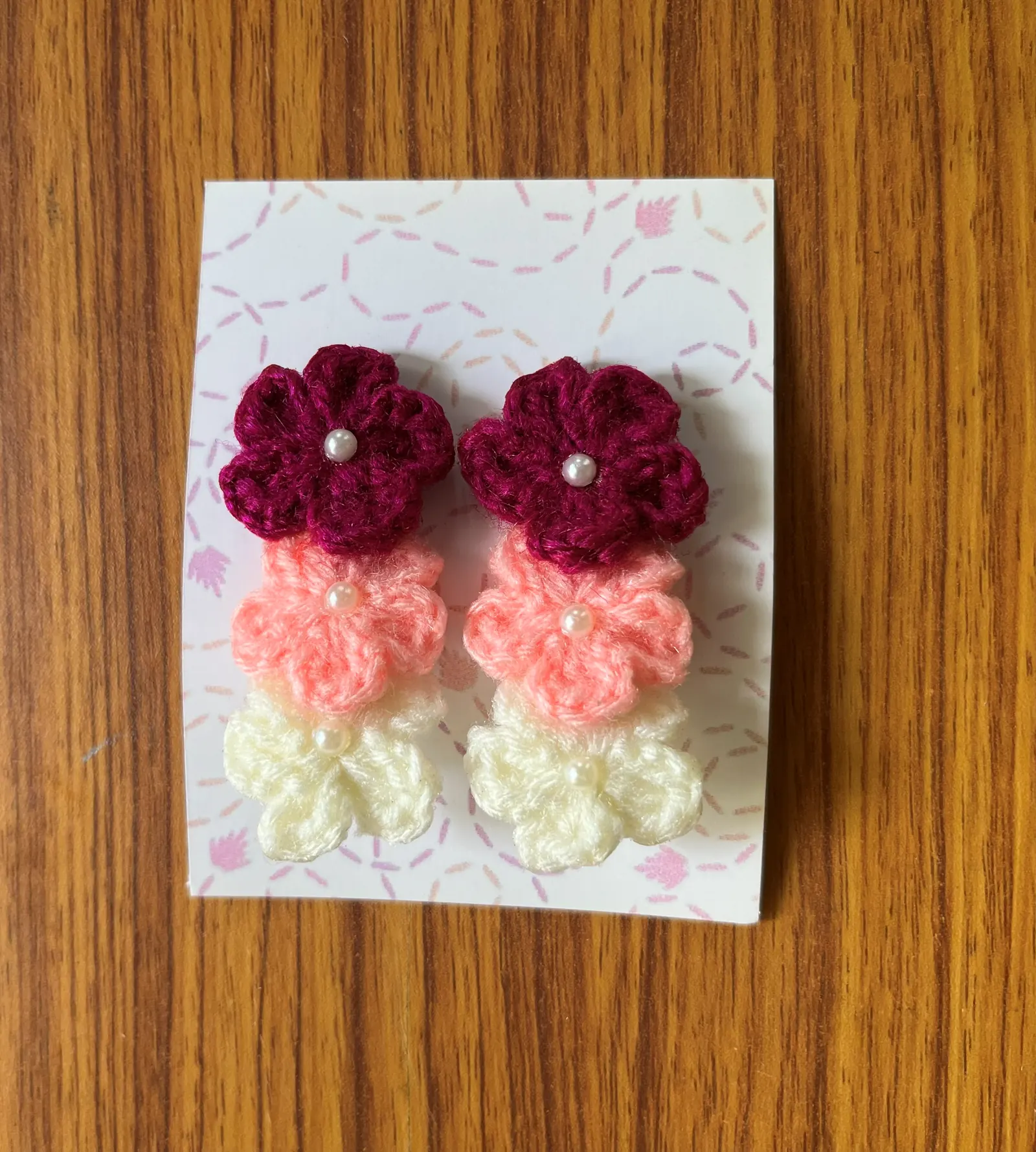 Crochet petal hair clips