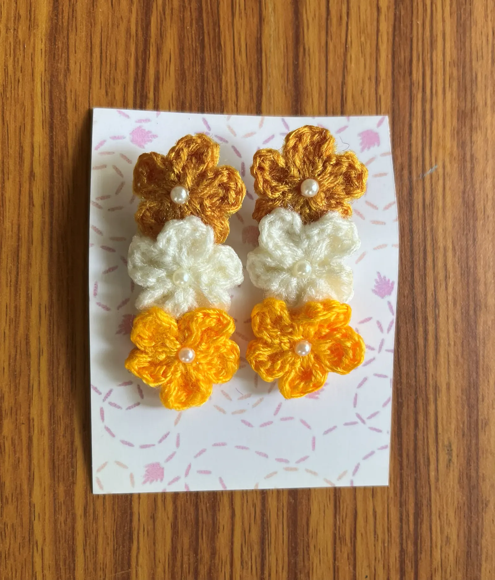 Sunflower themed crochet hair clips