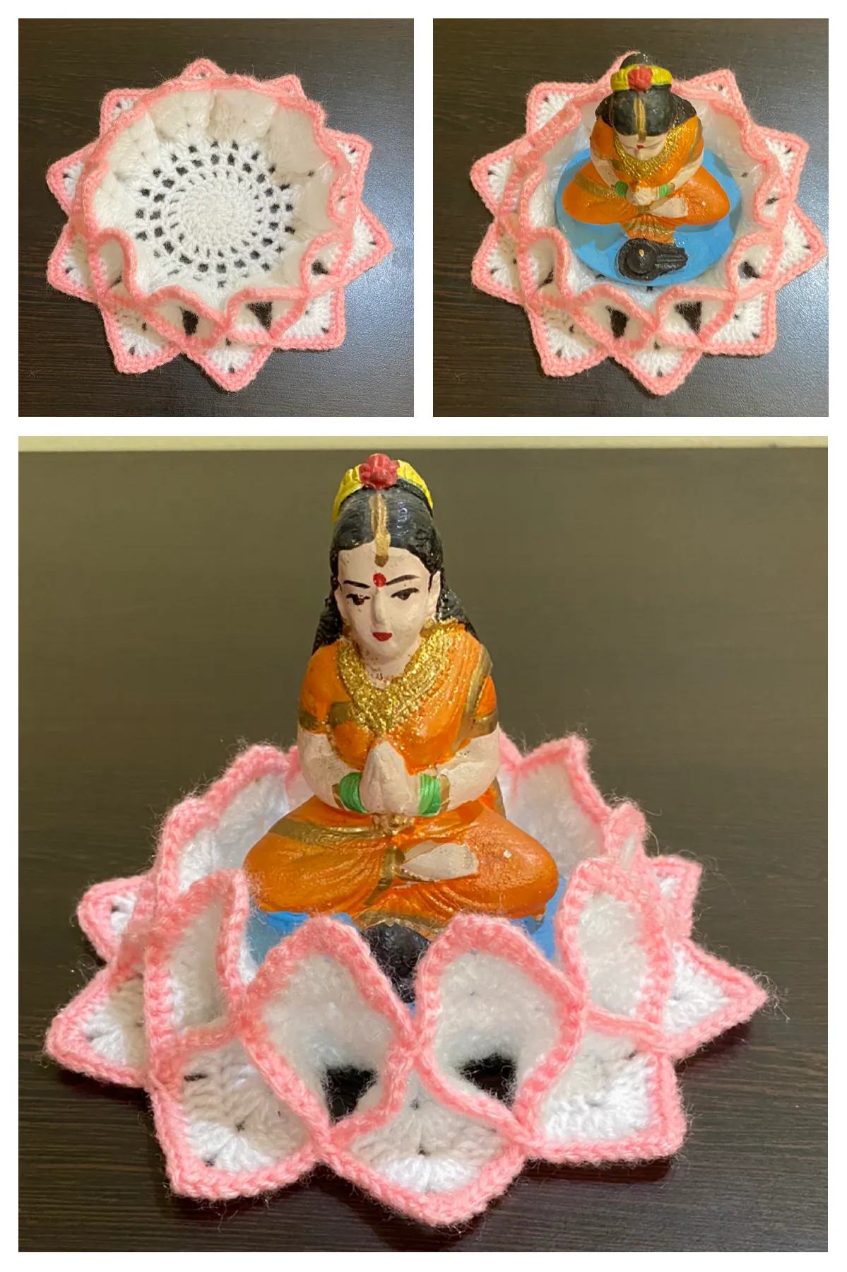 Crochet diya ring accents